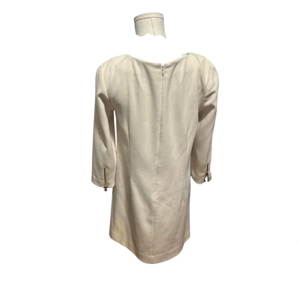 J.Crew Ivory Shift Dress Double Zip Hem Womens Size 4 Minimalist Career
